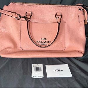 Coach Emma Pebble Satchel in pink - large